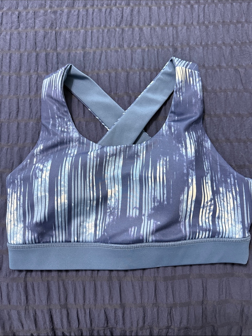 Asics Blue Patterned Cross-Back Sports Bra